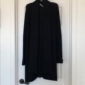 Warm and cozy black long cardigan sweater.